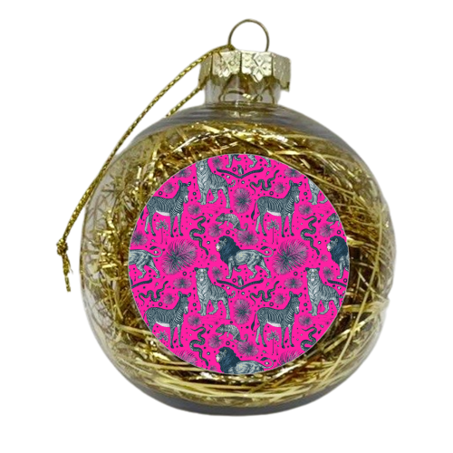 Exotic Jungle Animal Print - Magenta - xmas bauble by Wallace Elizabeth
