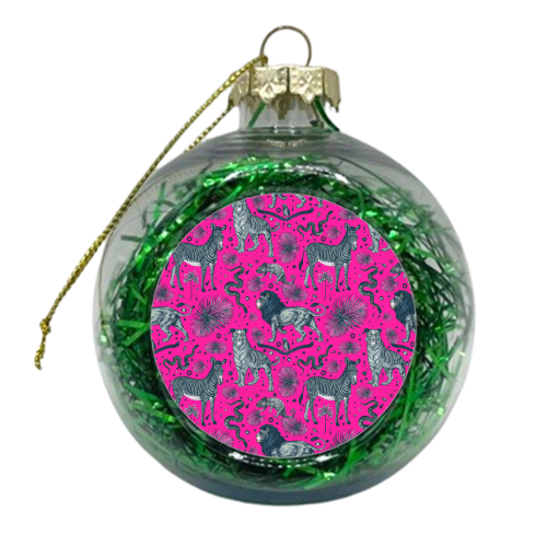 Exotic Jungle Animal Print - Magenta - xmas bauble by Wallace Elizabeth