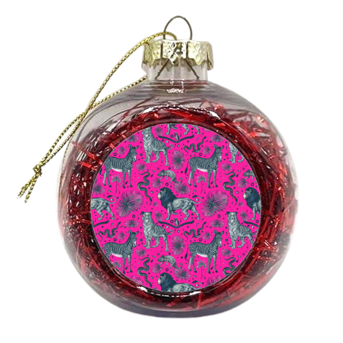 Exotic Jungle Animal Print - Magenta - xmas bauble by Wallace Elizabeth