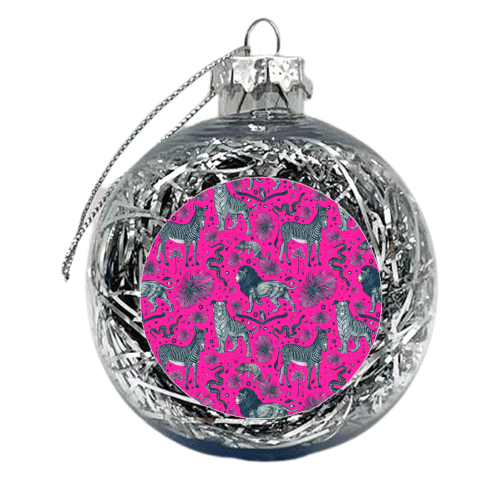 Exotic Jungle Animal Print - Magenta - xmas bauble by Wallace Elizabeth