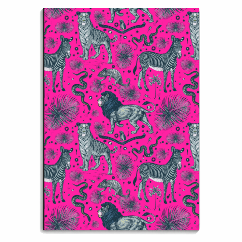 Exotic Jungle Animal Print - Magenta - personalised A4, A5, A6 notebook by Wallace Elizabeth