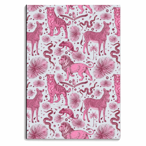 Exotic Jungle Animal Print - Pink & Blue - personalised A4, A5, A6 notebook by Wallace Elizabeth