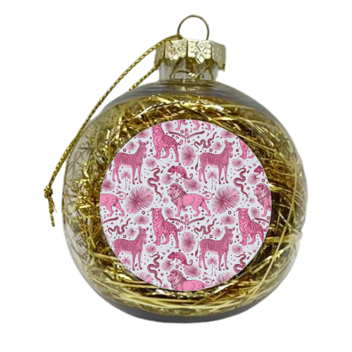 Exotic Jungle Animal Print - Pink & Blue - xmas bauble by Wallace Elizabeth