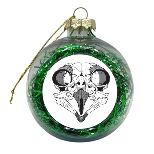 Extinction - Owl Skull - xmas bauble by Ryan Grimshaw