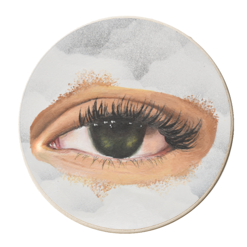 Eye in the sky, surrealism art - personalised beer coaster by Amina Pagliari