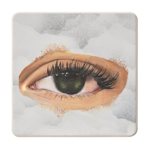 Eye in the sky, surrealism art - personalised beer coaster by Amina Pagliari