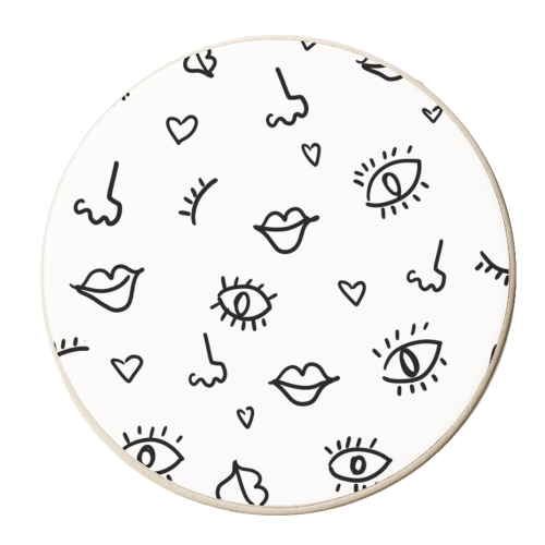 eyes and lips pattern - personalised beer coaster by Anastasios Konstantinidis