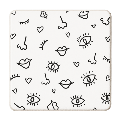 eyes and lips pattern - personalised beer coaster by Anastasios Konstantinidis