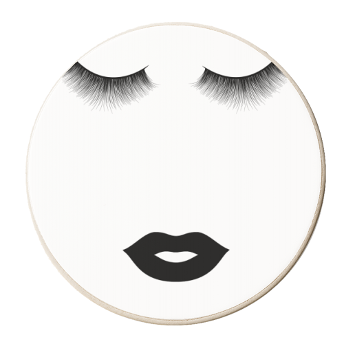 Eyes and Lips - personalised beer coaster by Toni Scott