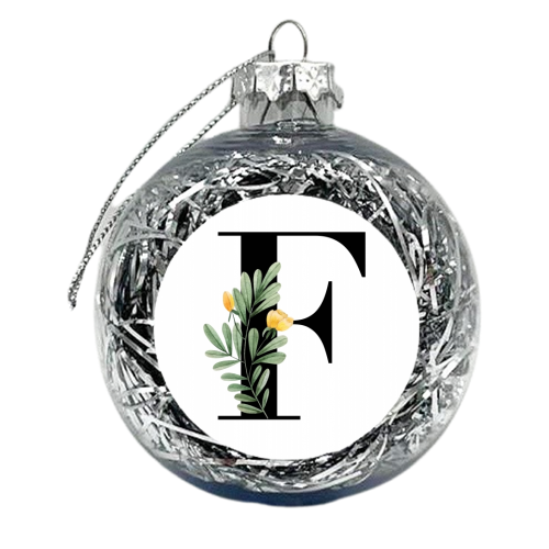 F Floral Letter Initial - xmas bauble by Toni Scott