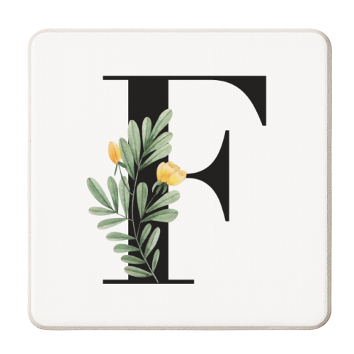 F Floral Letter Initial - personalised beer coaster by Toni Scott