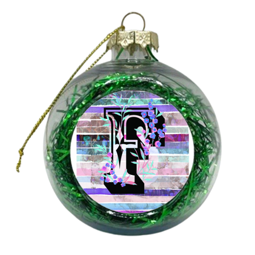 F Initial Greetings Card - xmas bauble by whattatiedid