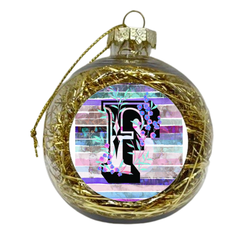 F Initial Greetings Card - xmas bauble by whattatiedid