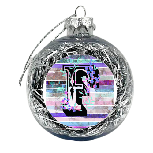 F Initial Greetings Card - xmas bauble by whattatiedid