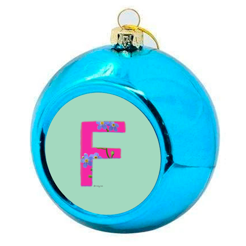 F is for Forget Me Not - colourful christmas bauble by Beverley Rae