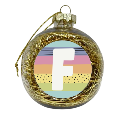 F - personalised letter in rainbow colours - xmas bauble by Giddy Kipper