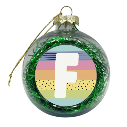 F - personalised letter in rainbow colours - xmas bauble by Giddy Kipper