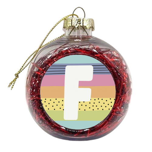 F - personalised letter in rainbow colours - xmas bauble by Giddy Kipper