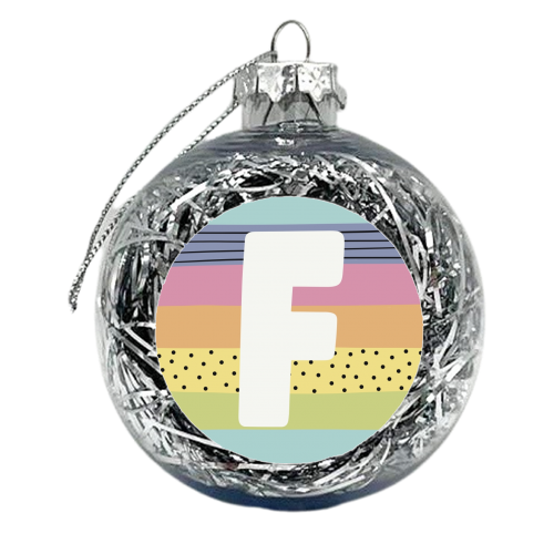 F - personalised letter in rainbow colours - xmas bauble by Giddy Kipper