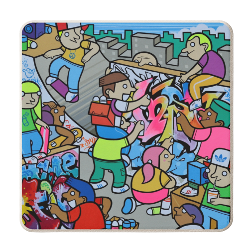 Fab Five Freddy's New Wave Wild Style Tag Team - personalised beer coaster by Darren Baxter