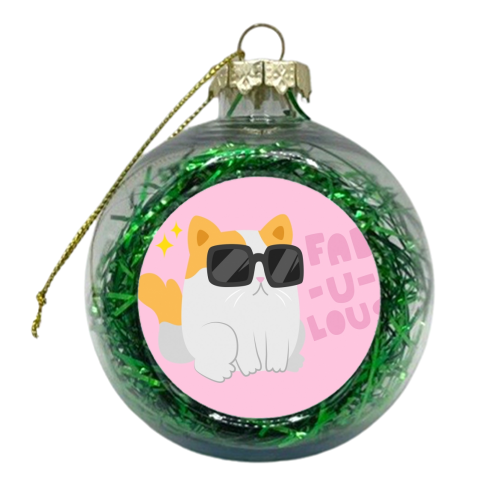 Fab Kitty - xmas bauble by Claire Stamper