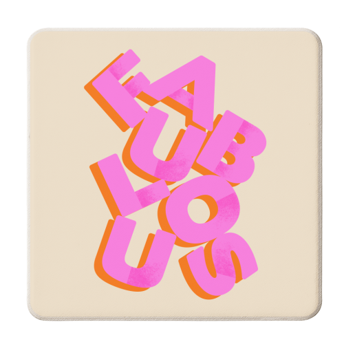 Fabulous - Retro Inspired Word Print - personalised beer coaster by Ania Wieclaw