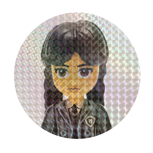 Face of Wednesday Addams - Circle Sticker by David Bond