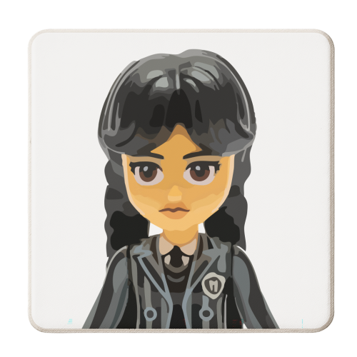 Face of Wednesday Addams - personalised beer coaster by David Bond