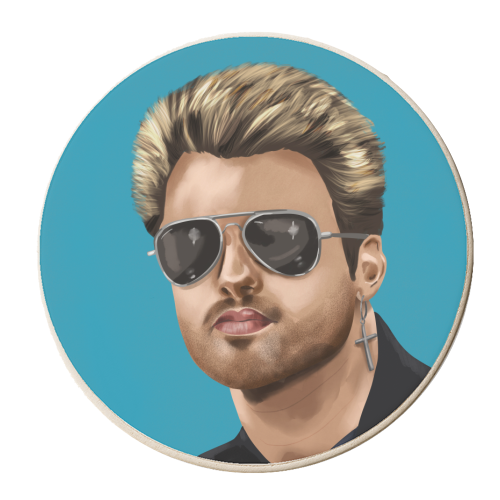 Faith in George - Blue - personalised beer coaster by Sarah Wilkinson