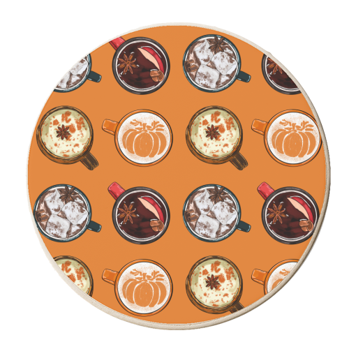 Fall Warm Cups - personalised beer coaster by EZbie
