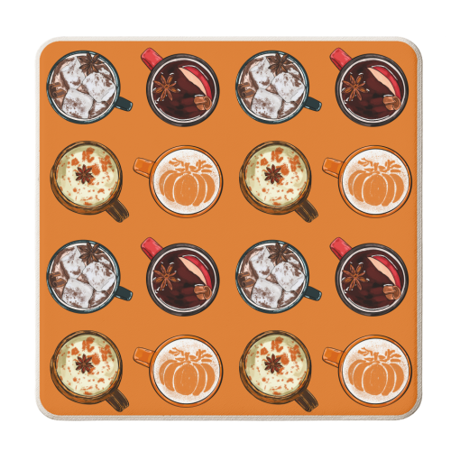 Fall Warm Cups - personalised beer coaster by EZbie