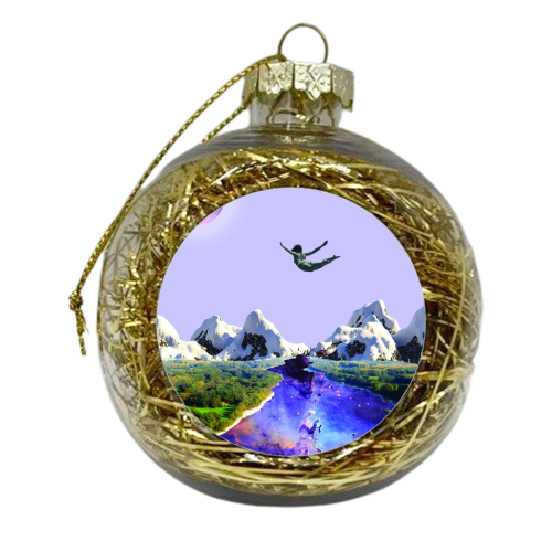 Falling in love surreal art print - xmas bauble by Maya Land