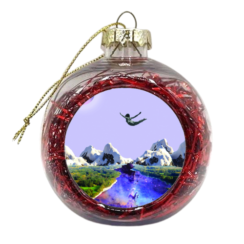 Falling in love surreal art print - xmas bauble by Maya Land