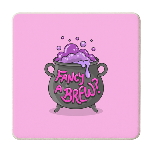 Fancy A Brew? - Witch Cauldron - personalised beer coaster by Amy Farmer