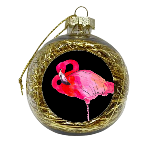 Fancy Flamingo  - xmas bauble by Marcella Wylie