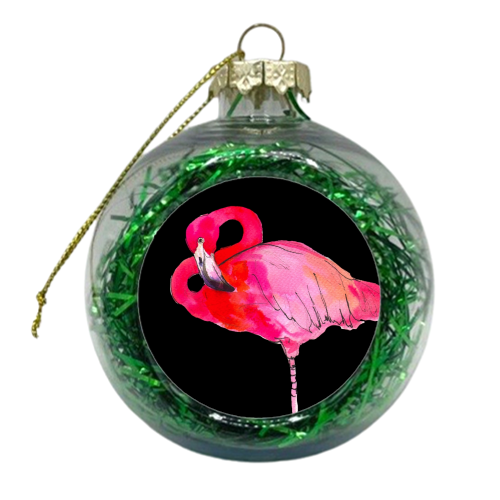Fancy Flamingo  - xmas bauble by Marcella Wylie