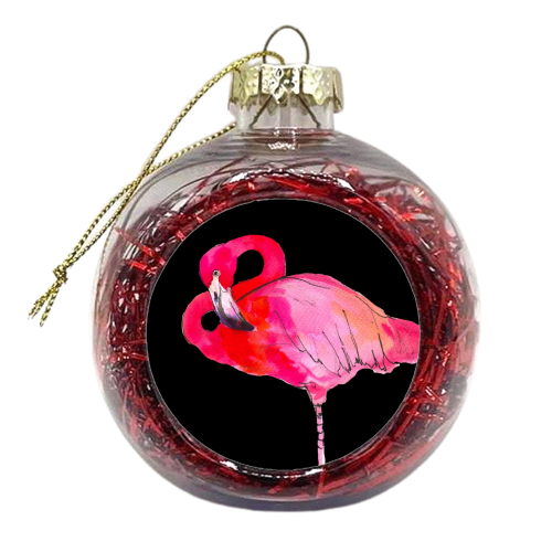 Fancy Flamingo  - xmas bauble by Marcella Wylie