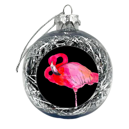 Fancy Flamingo  - xmas bauble by Marcella Wylie