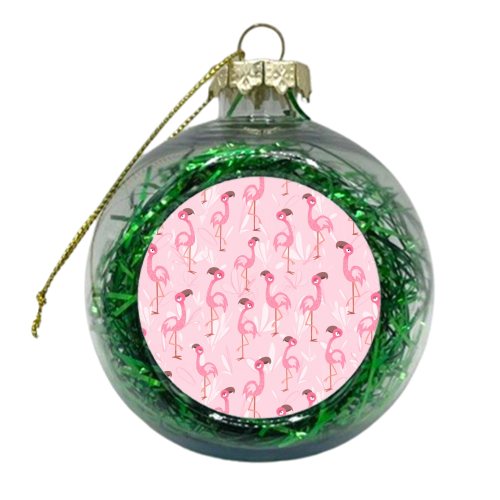 Fancy Flamingos - xmas bauble by Joanne Ellerbeck