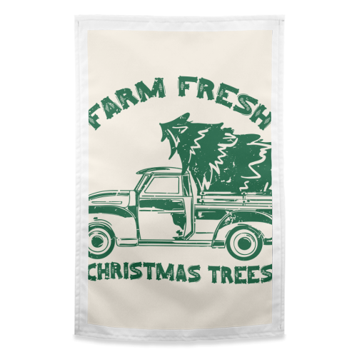 Farm Fresh Christmas Trees Vintage - funny tea towel by EZbie
