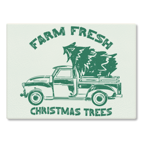Farm Fresh Christmas Trees Vintage - glass chopping board by EZbie