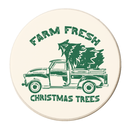 Farm Fresh Christmas Trees Vintage - personalised beer coaster by EZbie