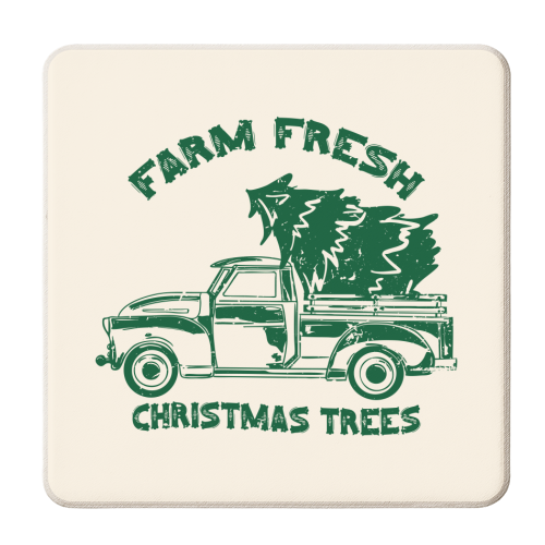 Farm Fresh Christmas Trees Vintage - personalised beer coaster by EZbie