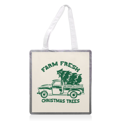 Farm Fresh Christmas Trees Vintage - printed canvas tote bag by EZbie