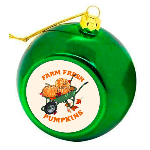 Farm Fresh Pumpkins Vintage Fall Illustration - colourful christmas bauble by EZbie