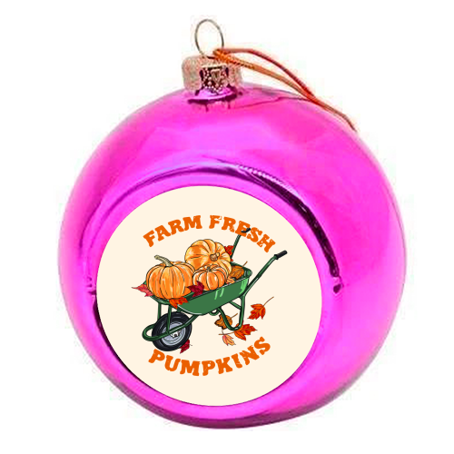 Farm Fresh Pumpkins Vintage Fall Illustration - colourful christmas bauble by EZbie