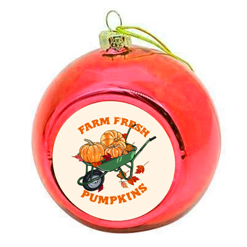 Farm Fresh Pumpkins Vintage Fall Illustration - colourful christmas bauble by EZbie