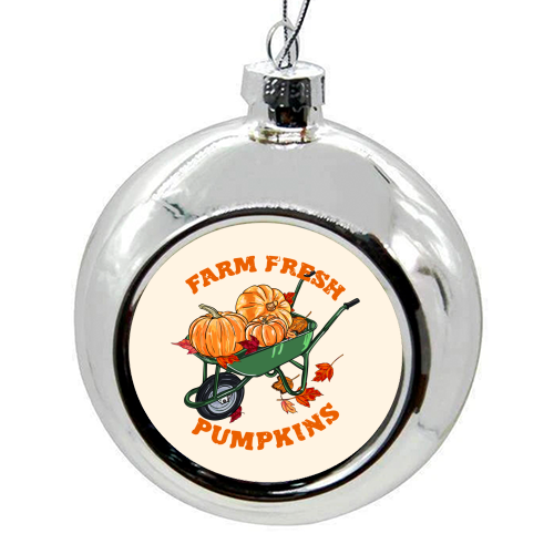 Farm Fresh Pumpkins Vintage Fall Illustration - colourful christmas bauble by EZbie