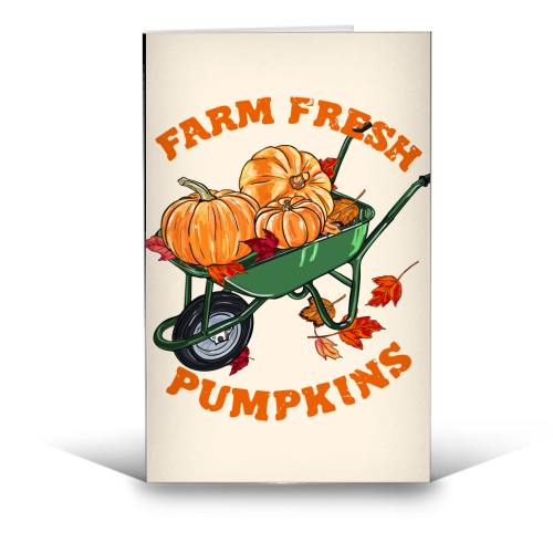 Farm Fresh Pumpkins Vintage Fall Illustration - funny greeting card by EZbie