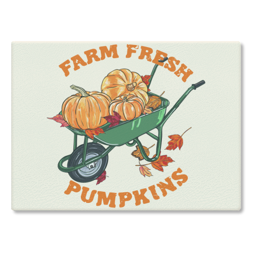 Farm Fresh Pumpkins Vintage Fall Illustration - glass chopping board by EZbie